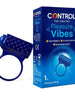 Inel vibrator pentru penis CONTROL Pleasure Vibes, pentru îmbunătățirea performanțelor sexuale, culoare albastru