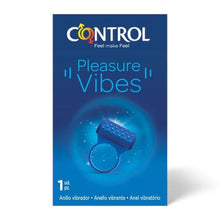 Inel vibrator pentru penis CONTROL Pleasure Vibes, pentru îmbunătățirea performanțelor sexuale, culoare albastru