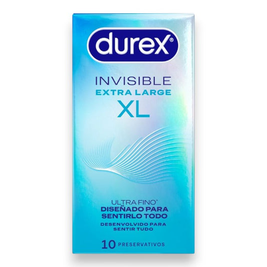 Prezervative ultra subțiri Durex Invisible XL, cu extra lubrifiere, senzație naturală, 57 mm, 1 cutie x 10 buc