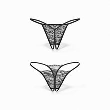 Set 2 chiloți sexy OBSESSIVE Bianca, design crotchless, model dantelă și animal print, culoare negru, mărime S/M