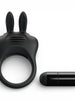 Inel pentru penis PRETTY LOVE Davion Rabbit, cu vibrator bullet inclus, din silicon, diametru 3 cm, negru