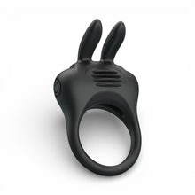 Inel pentru penis PRETTY LOVE Davion Rabbit, cu vibrator bullet inclus, din silicon, diametru 3 cm, negru