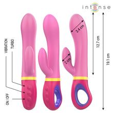 Vibrator rabbit INTENSE DAPHNE, pentru stimularea clitorisului și punctului G, 9 funcții de vibrație, lungime inserabilă 12.7 cm, roz