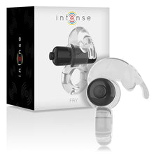 Inel vibrator pentru penis INTENSE - FRY TRANSPARENT, pentru imbunatatirea performantelor sexuale si stimularea clitorisului, din silicon, transparent