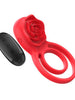 Inel vibrator pentru penis INTENSE GAIL, In forma de trandafir, control prin telecomanda, 10 functii de vibratie, culoarea rosu
