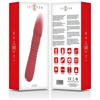 Vibrator INTENSE - JUNI cu mod de penetrare automat și 10 funcții de vibrații, Roșu