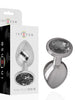 Plug anal INTENSE din Aluminiu, cu cristal Negru, marimea M