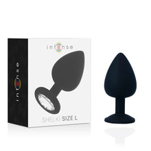 Plug anal INTENSE - Shelki, textura matasoasa, din silicon, negru, marime L