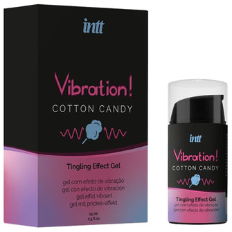 Gel INTT Vibration! Cotton Candy, pentru stimulare si excitare, cu efect de incalzire, Unisex, 15 ml