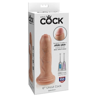 Dildo realistic cu preput retractabil KING COCK - REALISTIC DILDO UNCUT FLESH, 15 cm