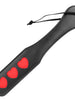 Paleta KINK - HEART, pentru jocuri erotice BDSM, din piele cu inimioare, negru/rosu, 32 X 6 CM