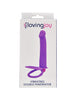 Inel dublu pentru penis cu dildo LOVING JOY Vibrating Double Penetrator, pentru dublă penetrare, 7 funcții de vibrație, mov