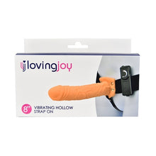 Strap On LOVINGJOY - Vibrating Hollow, extensie de penis cu vibratie, 20 cm, culoarea pielii