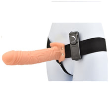 Strap On LOVINGJOY - Vibrating Hollow, extensie de penis cu vibratie, 20 cm, culoarea pielii