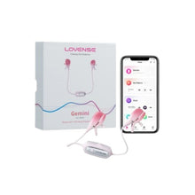 Cleme pentru sani LOVENSE - GEMINI, cu vibratii si control prin aplicatie, culoarea roz, 14 cm