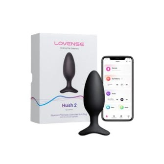 Plug anal LOVENSE - HUSH 2, control prin aplicatie, cu 10 fuctii de vibrare, 5.72 cm, culoarea negru(mare)