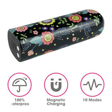 Vibrator tip Bullet LoveToys - Diana Massager, pentru stimularea clitorisului, negru cu flori