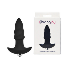 Plug anal LOVING JOY Dart Vibrating Butt Plug, cu vibrator bullet detașabil, 7 funcții de vibrație, lungime 8 cm, negru