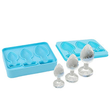 Tavă din silicon LOVING JOY Butt Plug Ice Tray, cu 3 forme tip plug anal pentru gheață, albastru