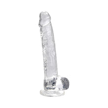 Dildo LOVING JOY 11” Dildo with Balls, design realist cu testicule, bază cu ventuză, lungime 28 cm, transparent