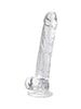 Dildo LOVING JOY 11” Dildo with Balls, design realist cu testicule, bază cu ventuză, lungime 28 cm, transparent
