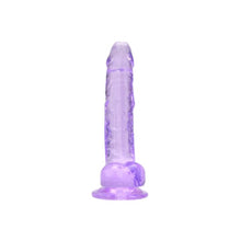 Dildo LOVING JOY 7” Dildo with Balls, design realist cu testicule, bază cu ventuză, lungime 19 cm, mov transparent (N12312)