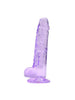 Dildo LOVING JOY 7” Dildo with Balls, design realist cu testicule, bază cu ventuză, lungime 19 cm, mov transparent (N12312)