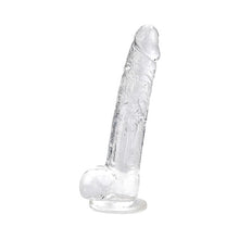 Dildo LOVING JOY 9” Crystal Dildo with Balls, design realist cu testicule, bază cu ventuză, lungime 24 cm, transparent (N12188)