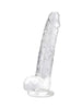 Dildo LOVING JOY 9” Crystal Dildo with Balls, design realist cu testicule, bază cu ventuză, lungime 24 cm, transparent (N12188)
