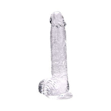 Dildo LOVING JOY 9” Crystal Dildo with Balls, design realist cu testicule, bază cu ventuză, lungime 24 cm, transparent (N12188)