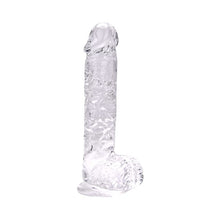 Dildo LOVING JOY 9” Crystal Dildo with Balls, design realist cu testicule, bază cu ventuză, lungime 24 cm, transparent (N12188)
