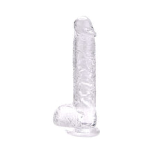 Dildo LOVING JOY 9” Crystal Dildo with Balls, design realist cu testicule, bază cu ventuză, lungime 24 cm, transparent (N12188)