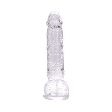 Dildo LOVING JOY 9” Crystal Dildo with Balls, design realist cu testicule, bază cu ventuză, lungime 24 cm, transparent (N12188)