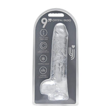 Dildo LOVING JOY 9” Crystal Dildo with Balls, design realist cu testicule, bază cu ventuză, lungime 24 cm, transparent (N12188)