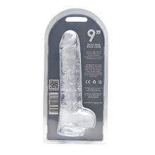 Dildo LOVING JOY 9” Crystal Dildo with Balls, design realist cu testicule, bază cu ventuză, lungime 24 cm, transparent (N12188)