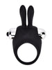 Inel vibrator pentru penis LOVING JOY Rabbit Cock Ring, pentru stimularea erecției, din silicon, cu urechi de iepuraș, negru