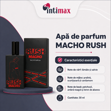 Apă de parfum MACHO RUSH, pentru bărbați, cu note de lămâie, salvie și ambră neagră, 30 ml