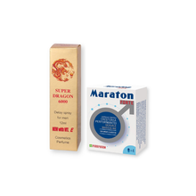 Pachet pentru bărbați: Capsule afrodisiace MARATON FORTE, 4 buc + Spray Delay Super DRAGON 6000, 12 ml