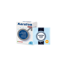 Pachet promo pentru bărbați: Capsule afrodisiace MARATON FORTE, 4 buc + Prezervativ ultra-subțire MISTER SIZE 53, 1 buc