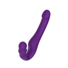 Vibrator dublu MINA Echo Remote, strap-on fără ham, control prin telecomandă, 10 funcții de vibrație, 24 cm, mov