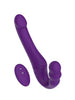 Vibrator dublu MINA Echo Remote, strap-on fără ham, control prin telecomandă, 10 funcții de vibrație, 24 cm, mov