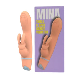 Vibrator rabbit LovingJoy MINA THRILL G-SPOT, din silicon, 5 funcții de vibrație, rezistent la apă, culoare portocaliu(N12559)