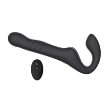 Vibrator dublu MINA Surge Remote, strap-on fără ham, control prin telecomandă, 3 funcții de penetrare automată, 23.8 cm, negru