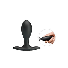 Plug anal cu pompă MR. PLAY Inflatable Anal Plug, pentru stimularea punctului P, din silicon moale, culoare negru, diametru 3.2 cm