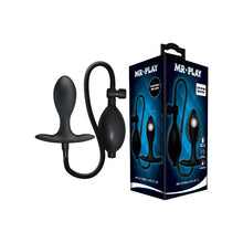 Plug anal cu pompă MR. PLAY Inflatable Anal Plug, pentru stimularea punctului P, din silicon moale, culoare negru, diametru 3.2 cm