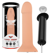 Dildo cu functie de ejaculare MYTHOLOGY Flipper Squirting Dildo, silicon moale si flexibil, culoarea pielii, 17 cm