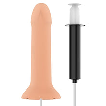 Dildo cu functie de ejaculare MYTHOLOGY Flipper Squirting Dildo, silicon moale si flexibil, culoarea pielii, 17 cm