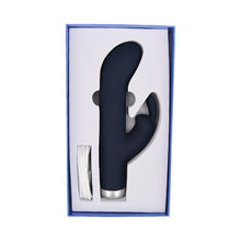 Vibrator Nauti - Silicone Rabbit, cu 10 functii de vibrare si stimularea clitorisului, 16.5 cm, albastru