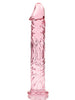 Dildo realist IBIZA Nebula Model 12, din sticlă borosilicată, lungime inserabilă 16 cm, diametru 3.5 cm, roz transparent