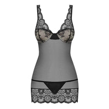 Lenjerie 2 piese chemise Obsessive 853, negru, S/M